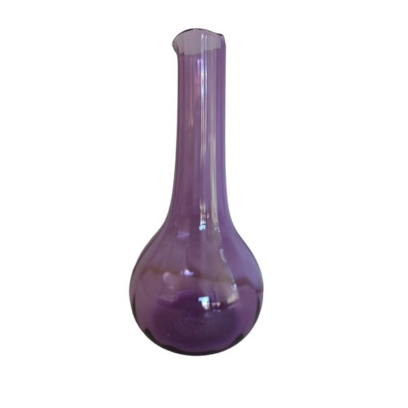 Vintage Kochi Purple Hand Blown Glass Bud Vase Signed Studio Art 7" x 3.25" - Picture 3 of 7